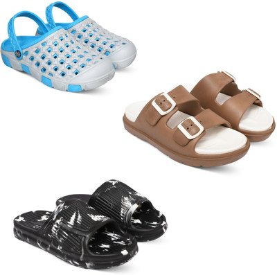 Acorn Men Slides(Blue, Tan, Black , 7)