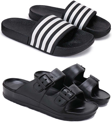 ORICUM Men Slides(Black, White , 8)