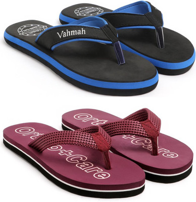VAHMAH Women Slippers(Blue, Maroon , 5)