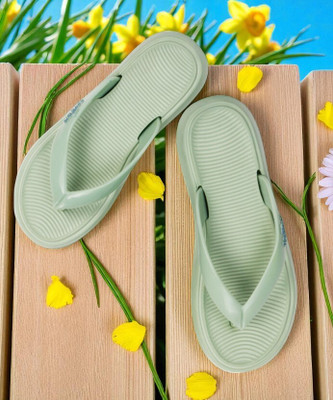 WOCMEC Women Flip Flops(Green , 5)