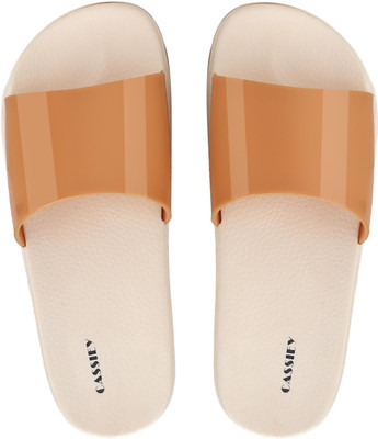 Cassiey Women Slides(Brown, Off White , 6)