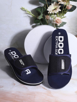 DOCTOR EXTRA SOFT Women Velcro Adjustable Strap Orthopaedic and Diabetic Comfort Stylish Slides(Navy , 7)
