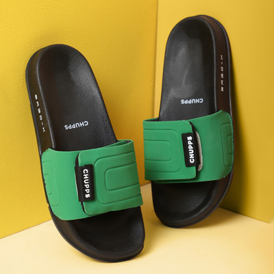 Chupps Women Quilt Bloom Green & Black Slides Slippers Soft Flip Flops For Slides(Green , 8)