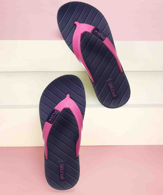 FLITE Women Flip Flops(Navy, Pink , 6)
