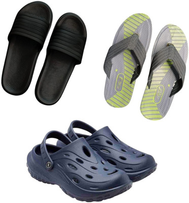 BLIBBERS Men Slippers(Black, Grey, Navy , 9)