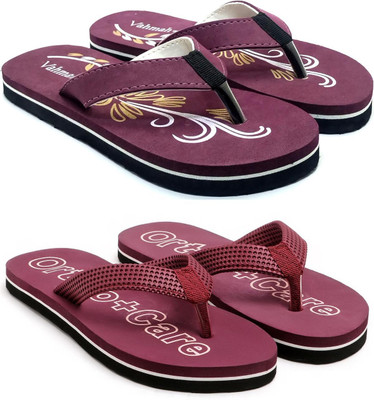 VAHMAH Women Slippers(Maroon, Maroon , 5)