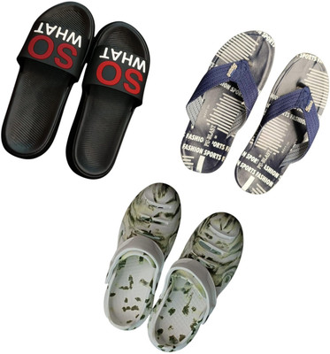 BLIBBERS Men Slippers(Black, Blue, Multicolor , 6)