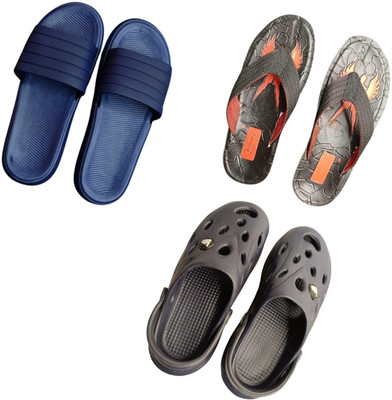 BLIBBERS Men Slippers(Blue, Black , 9)