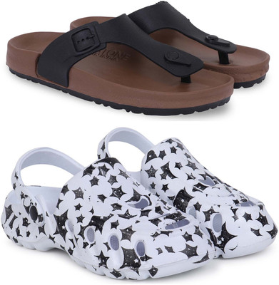 Pampy Angel Men Slippers(Brown, White , 9)
