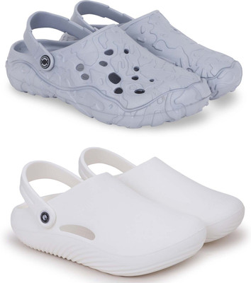 KAPYANSH Men Slippers(Grey, White , 8)