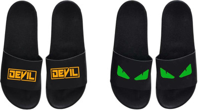 nvisan Men Slides(Orange, Green , 10)