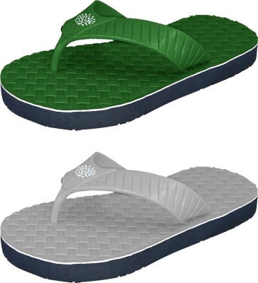 DASHNY Men Comfortable Trending And Stylish Flipflop (Pack Of 2) Flip Flops(Green, Grey , 10)