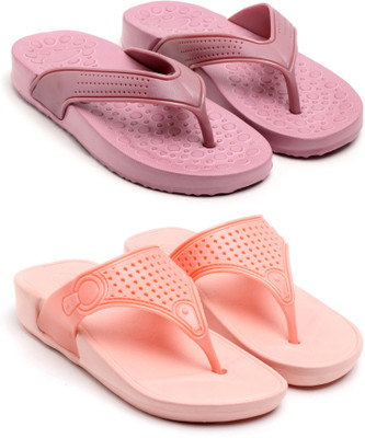 TAFFRAL Women Trending Stylish Lightweight Comfort Combo Slipper Flip Flops(Pink , 6)