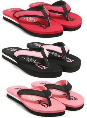 zebio Women Womens Soft Ortho Slippers | Daily Use Anti-Skid Ladies Flip Flops Slippers(Red, Black, Black, Pink, Pink, Black , 5)
