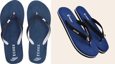 DASHNY Women Flip Flops(Blue , 6)