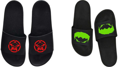 nvisan Men Slides(Green, Red, Black , 8)