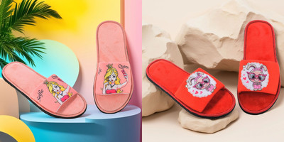 Y key Women Flip Flops(Pink, Red , 7)