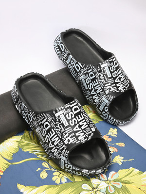 SCETTRO Men Slides(Black , 8)