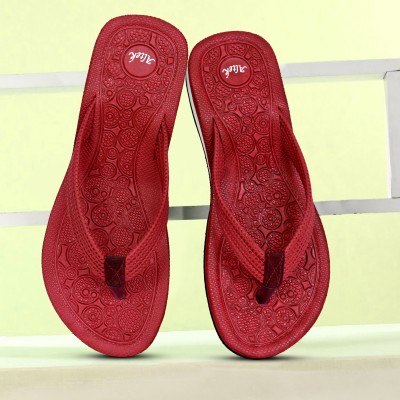 Altek Women Flip Flops(Maroon , 4)