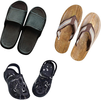 BLIBBERS Men Slippers(Black, Brown, Black , 8)