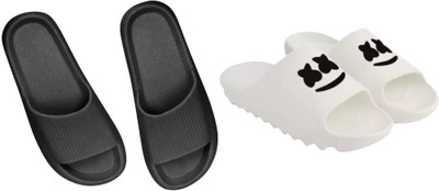 Sirex Men Slides(Black, Off White , 7)