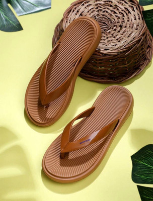 shoptegic Women Flip Flops(Brown , 5)