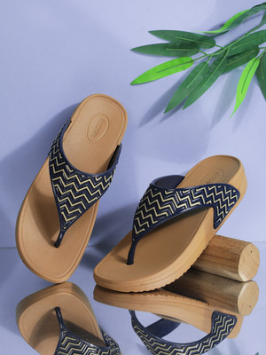 action Women AN-39 Slippers(Tan, Blue , 6)