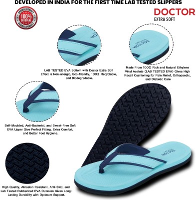 DOCTOR EXTRA SOFT Women House Slipper for Women's | Pregnancy | Ultra softy | Memory Foam Cushion D-04 Flip Flops(Green 3)