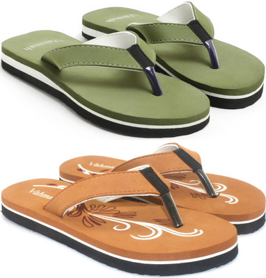 VAHMAH Women Slippers(Green, Tan , 7)