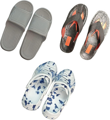 BLIBBERS Men Slippers(Grey, Black, Multicolor , 7)