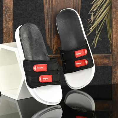 Shoe Island Men Slides(Black, White , 11)