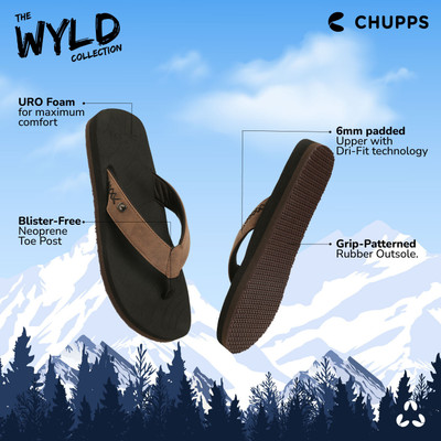 Chupps Men X-Flex Brown/Black Men's Comfortable Slides & Flip Flop Flip Flops(Brown , 11)