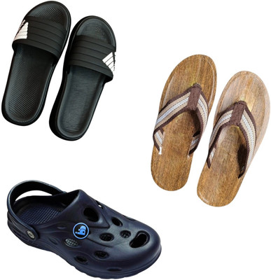 BLIBBERS Men Slippers(Black, Brown, Blue , 9)