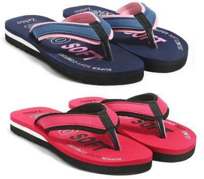zebio Women Slippers(Navy, Pink, Red, Black , 8)
