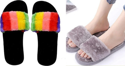 rexizone Women Flip Flops(Multicolor, Grey , 4)