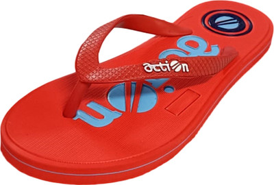 ACTION MILANO Women Flip Flops(Red , 7)