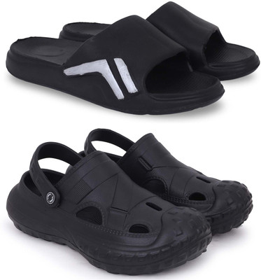 Kapani Fashion Men Slippers(Black, Black , 9)