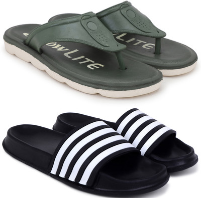 Kapani Fashion Men Men Combo Pack of 2, Lightweight, Flipflop, Slipper, Slides (Green, Black , 7) Slippers(Green, Black , 7)