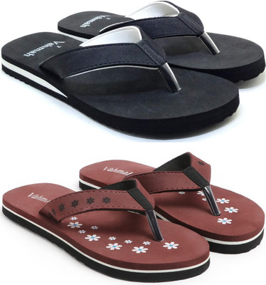 VAHMAH Women Slippers(Black, Maroon , 8)