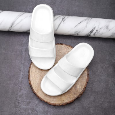 LYVI Men Synthetic|Lightweight|Premium|Comfort|All Season|Trendy|Outdoor|Slippers for Men Flip Flops(White 9)