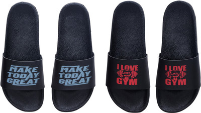Digimahadev Men Flip Flops(Black , 8)
