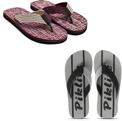 VAHMAH Men Slippers(Burgundy, Grey , 6)
