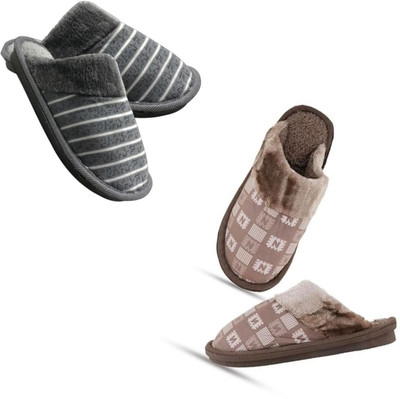 Mahi Enterprises Men Flip Flops(Grey, Brown , 9)