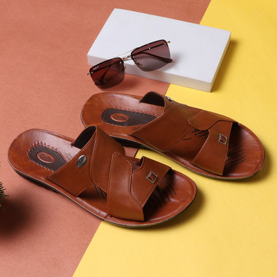 Pu-Pine Men Flip Flops(Tan , 10)