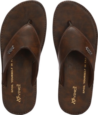 Venice Men Flat Chappal cum Thong Sandal - For Daily Use Outdoor Indoor Home Ethnic Flip Flops(Brown , 8)