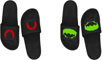 nvisan Men Slides(Red, Green , 7)