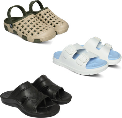 Acorn Men Slides(Beige, Blue, Black , 9)