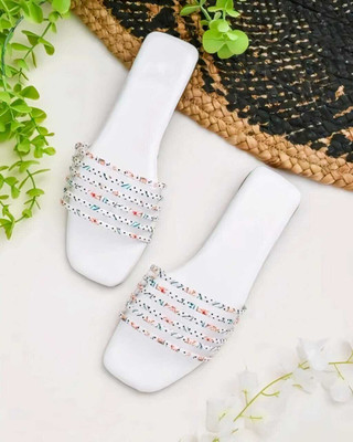 Eelite Fashion Women Flip Flops(White , 5)