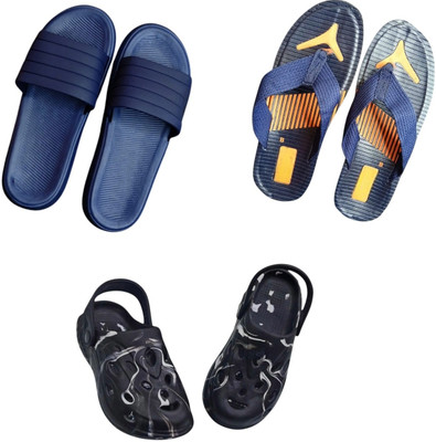 BLIBBERS Men Slippers(Blue, Blue, Black , 9)