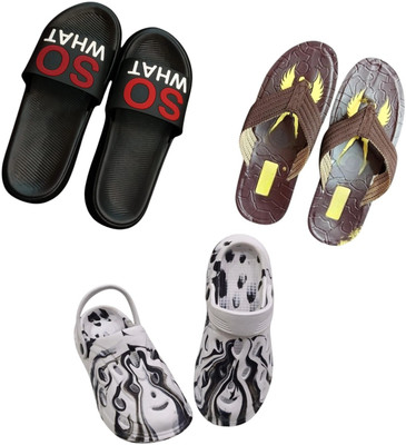 BLIBBERS Men Slippers(Black, Brown, Off White , 9)